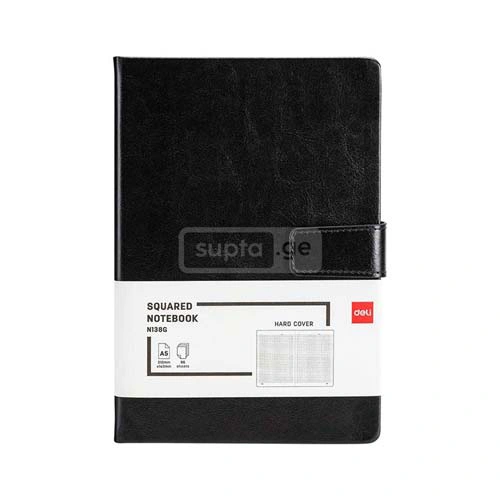 DELI-დელი A5 ბლოკნოტი უჯრიანი ტყავის ყდით 96 ფურცლიანი N138G